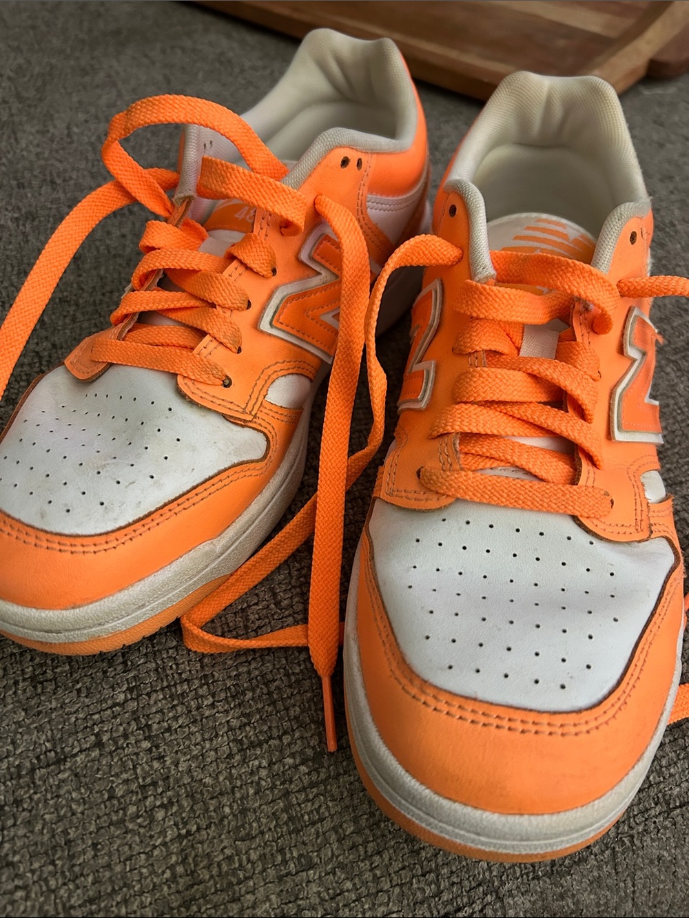 New Balance Kids Orange and White Sneakers